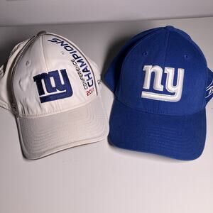 2 NY Giants Reebok Hats - Blue Classic L/XL - White 2011 Conf Champ OSFA - Combo